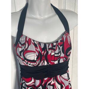 Speechless Halter Tie Back Bow Geometric Sundress